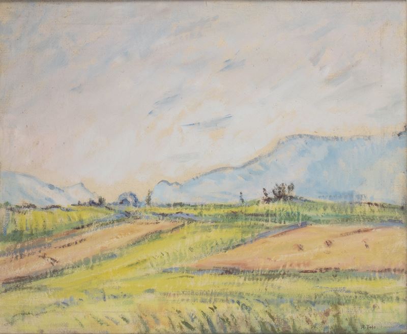 Arturo Tosi - Paesaggio, olio su tela