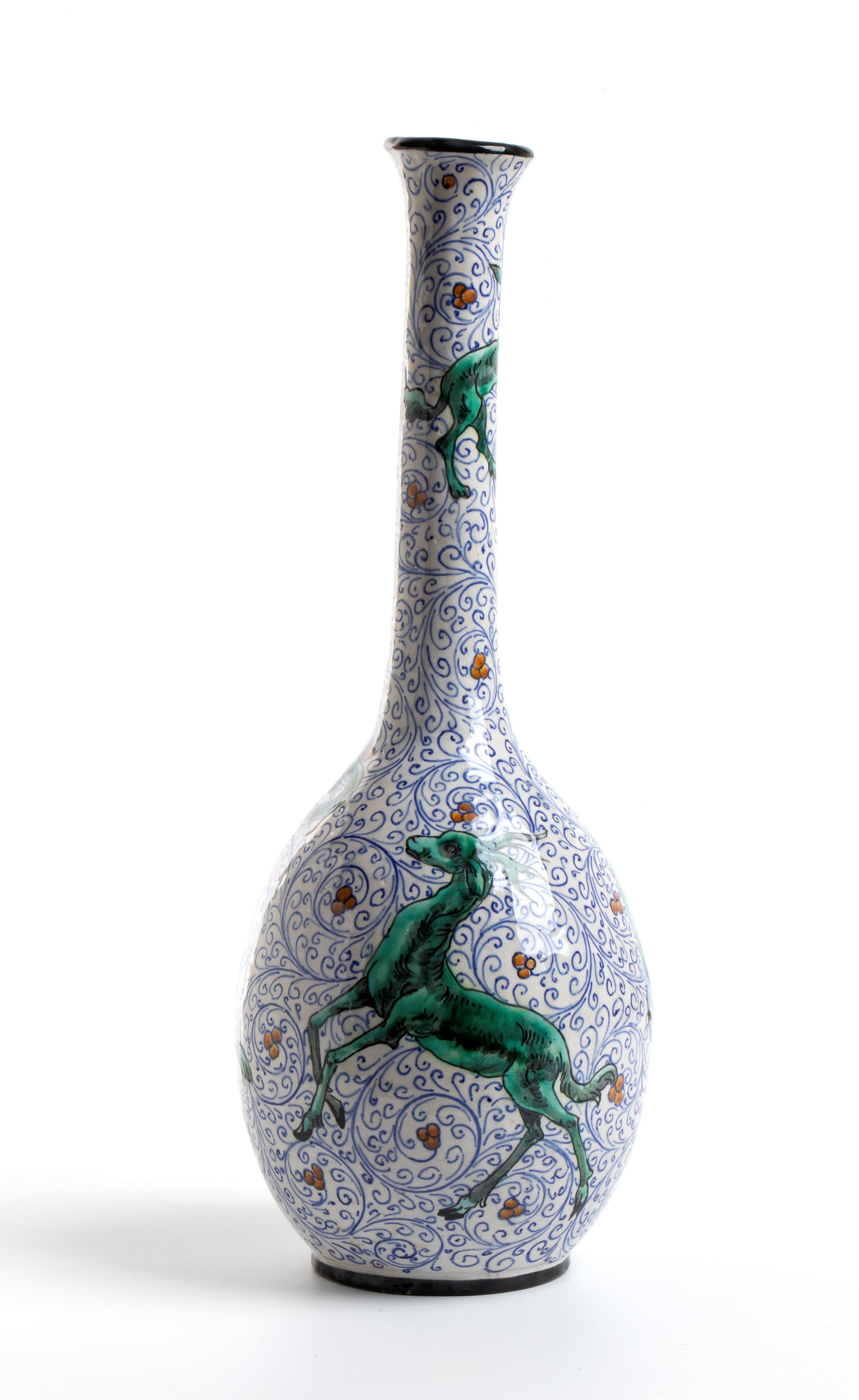 Vaso istoriato con fiori ed animali