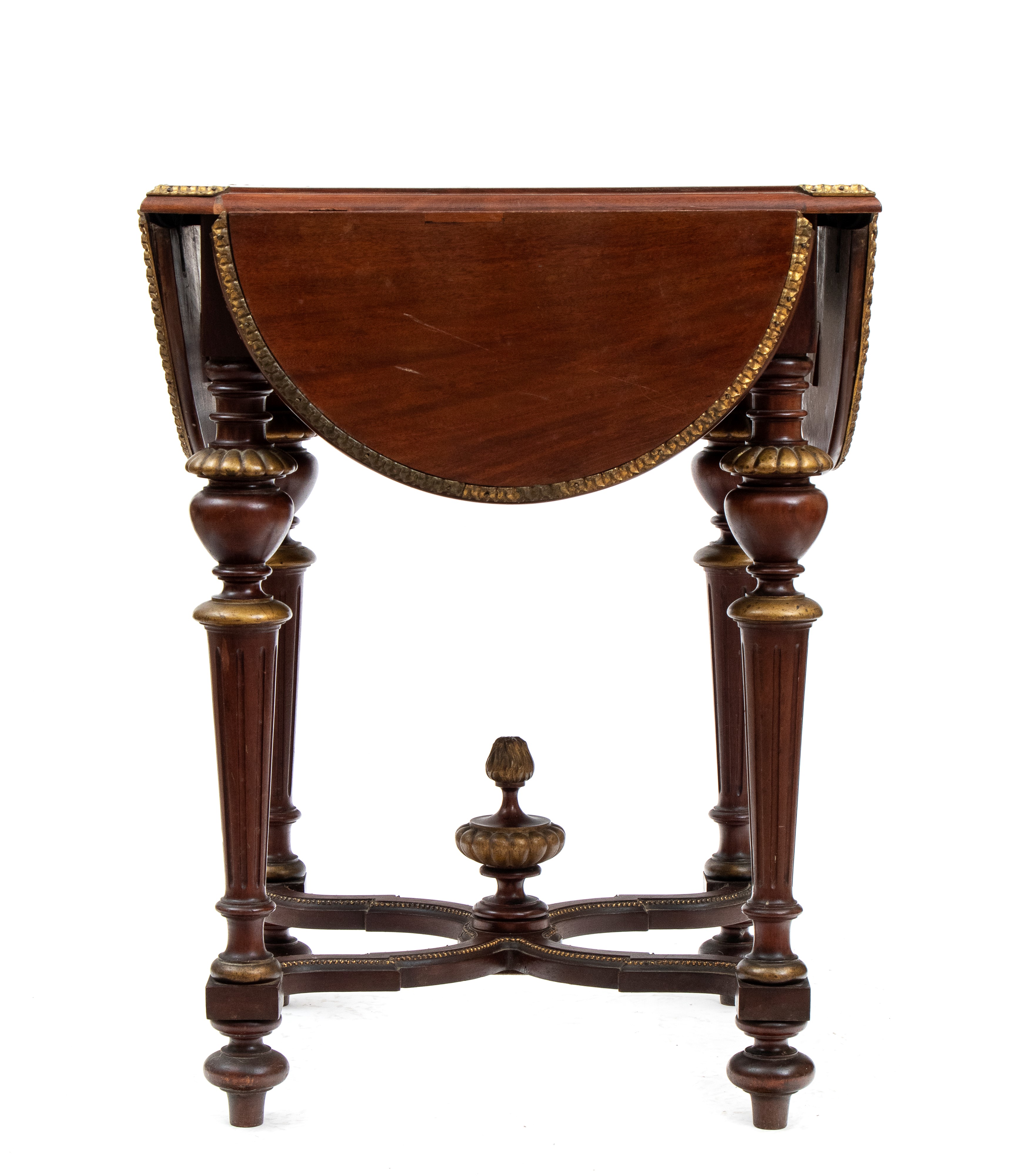 Tavolo da salotto in stile Neoclassico, legno di mogano con piano quadrato e alette ribaltabili