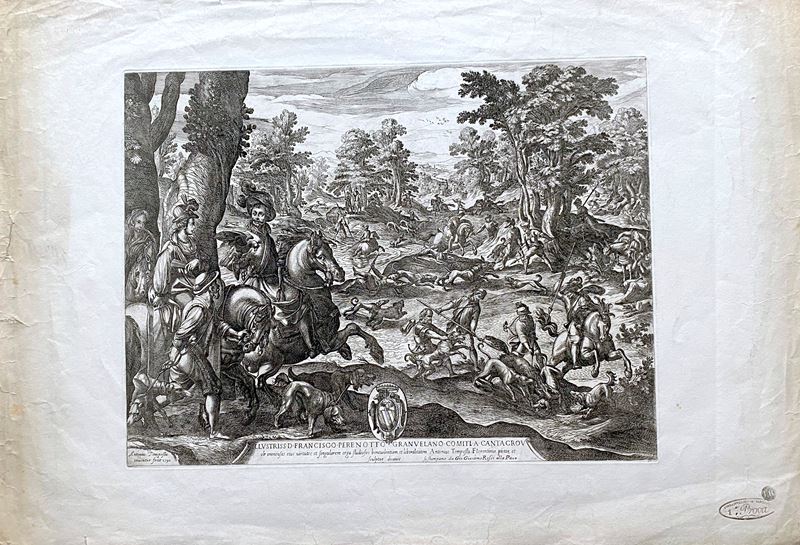 Antonio Tempesta - La caccia al cinghiale, acquaforte