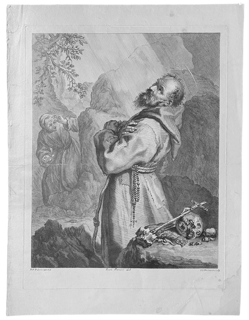 Giovanni Domenico Picchianti - La visione di San Francesco, acquaforte e bulino