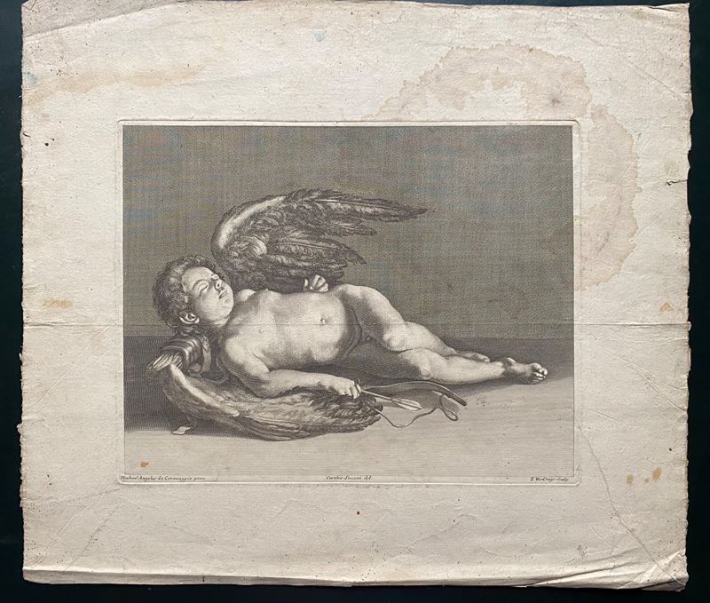 Theodore Verkruys - Cupido dormiente, acquaforte