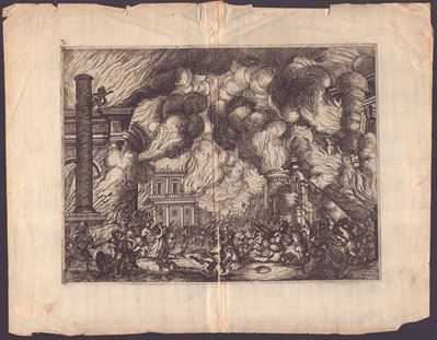 Incisore anonimo del XVII secolo, L'incendio, acquaforte