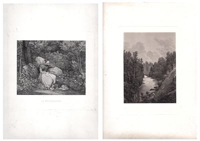La meditazione | Paesaggio con fiume, bulino