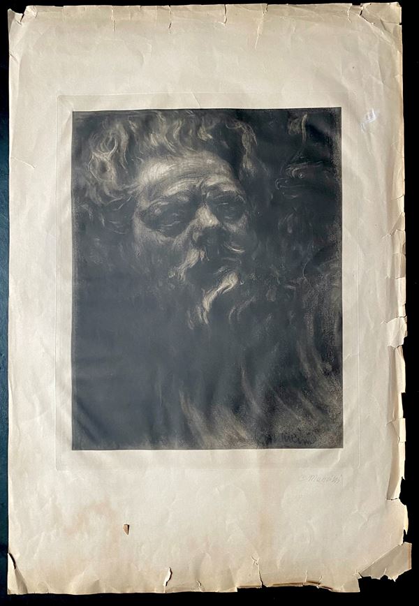 Carlo Mancini : Male portrait with beard  - Auction OLD MASTER & MODERN PRINTS AND DRAWINGS - Bertolami Fine Art - Casa d'Aste