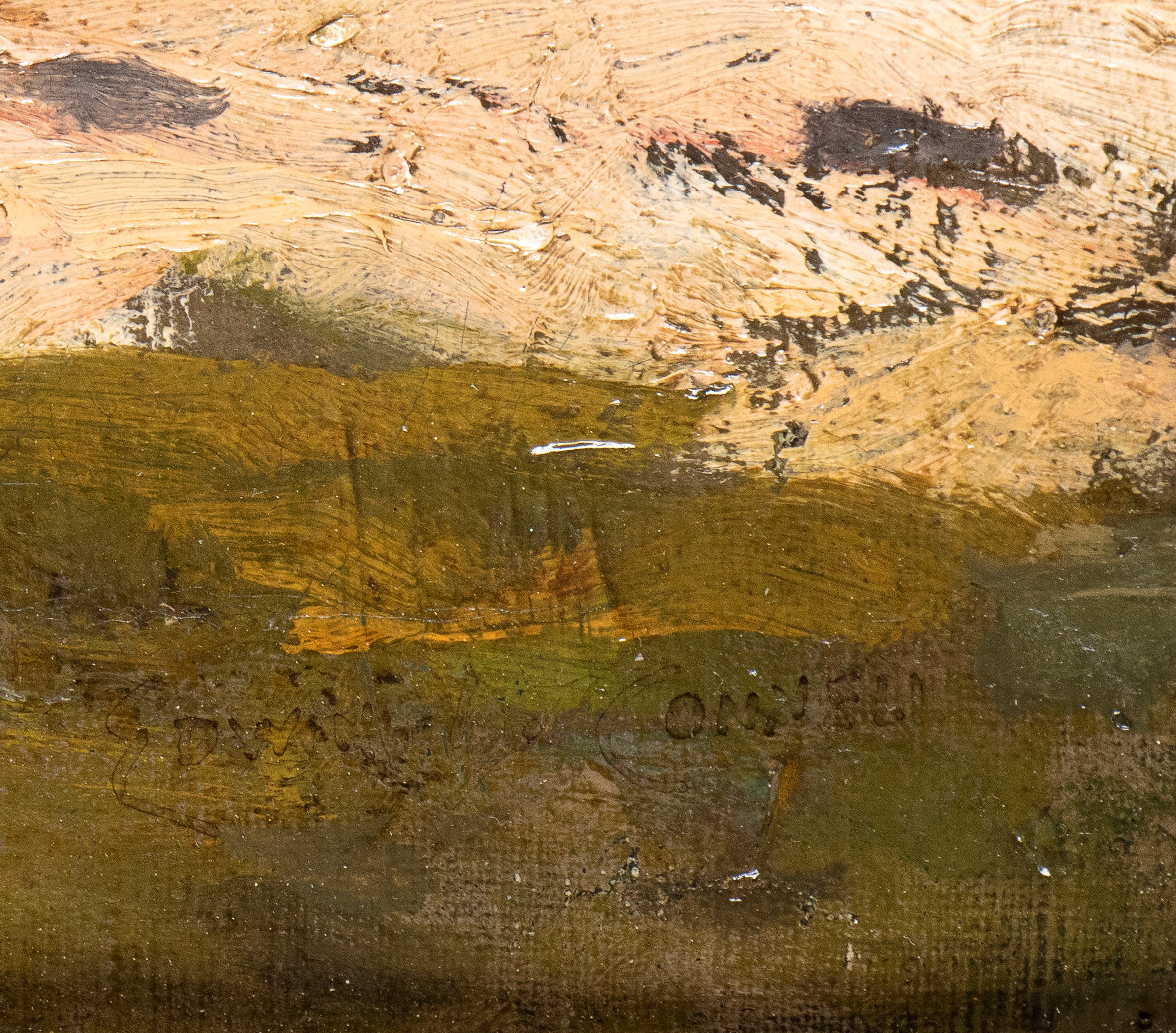 Edwin Connell - Paesaggio agreste con pastore, olio su tela