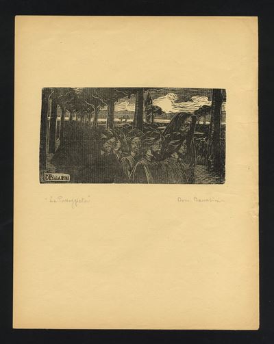 La passeggiata (Donna con bambino), xilografia