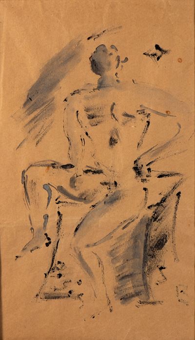 Nudo maschile, acquarello su carta