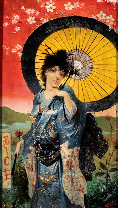 Ritratto di geisha, olio su tela