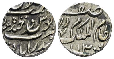 India. Mahlub Ali Khan. 1 Rupia 1302 (1888). Ag. Y 17; 2,8gr. Spl