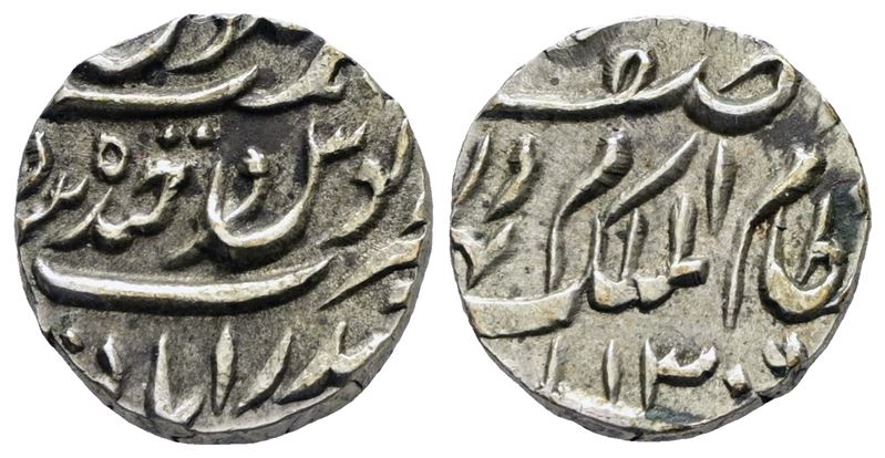 India. Mahlub Ali Khan. 1 Rupia 1302 (1888). Ag. Y 17; 2,8gr. Spl