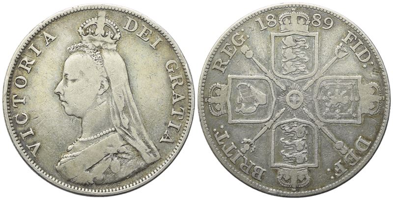 Inghilterra. Vittoria (1837-1901). 2 Fiorini 1889. Ag. 22,50gr. Km 763. Qbb
