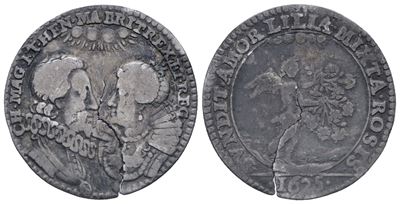 Francia. Medaglia Gettone per le Nozze tra Carlo i D'inghilterra e Enrichetta di Francia, 1625. A...
