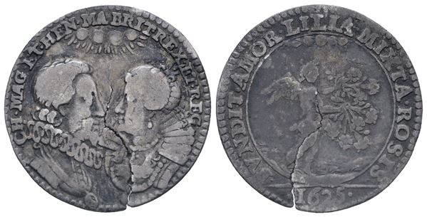 FRANCIA. Medaglia gettone per le nozze tra Carlo I d'Inghilterra e Enrichetta di Francia, 1625. Ag. 1,90gr. 23mm. MB/BB, lesione del tondello.
