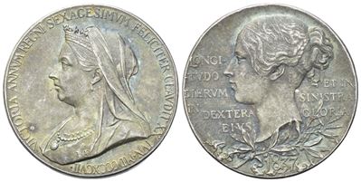 Inghilterra. Vittoria (1837-1901). Medaglia 1837-1897 per Iil Giubileo di Diamante. Ag. Bhm 3506....