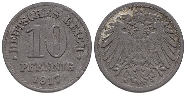GERMANIA. Guglielmo II (1888-1918). 10 pfennig 1617. Zi. 3,24gr. KM 25. BB