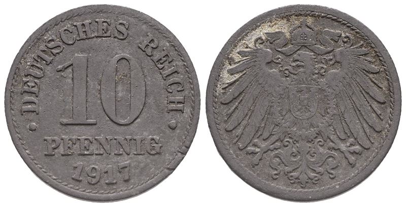 Germania. Guglielmo II (1888-1918). 10 Pfennig 1617. Zi. 3,24gr. Km 25. Bb