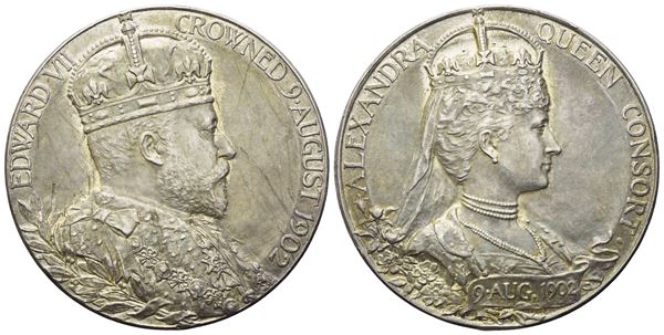 INGHILTERRA. Edoardo VII (1901-1910). Medaglia per l'incoronazione del 1902. Ag. 31mm. 12,76gr. SPL