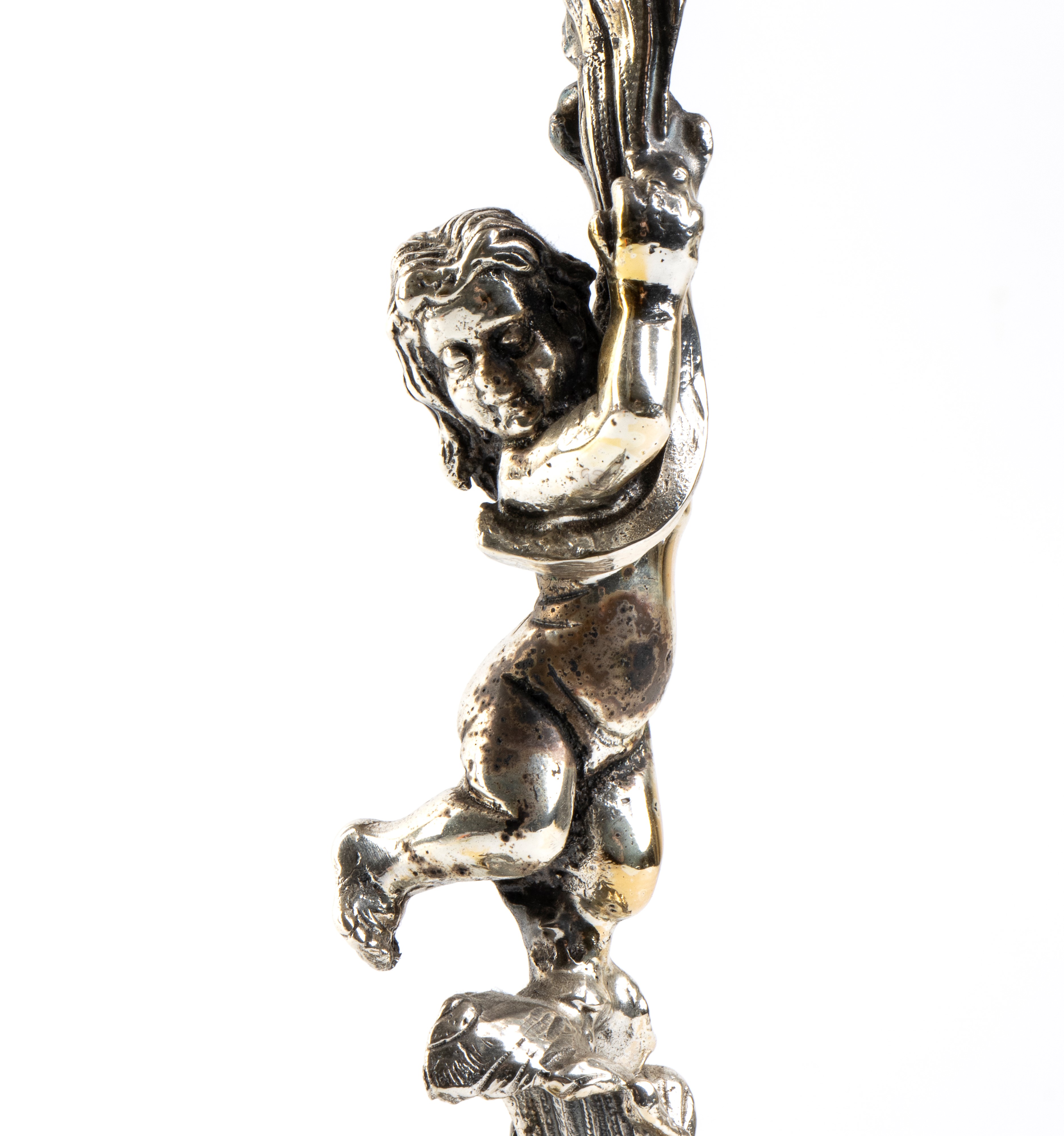 Candelabro a tre fiamme, argento 925, stile Rococò