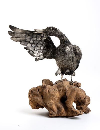 Anatra in argento, scultura decorativa, Europa XX secolo