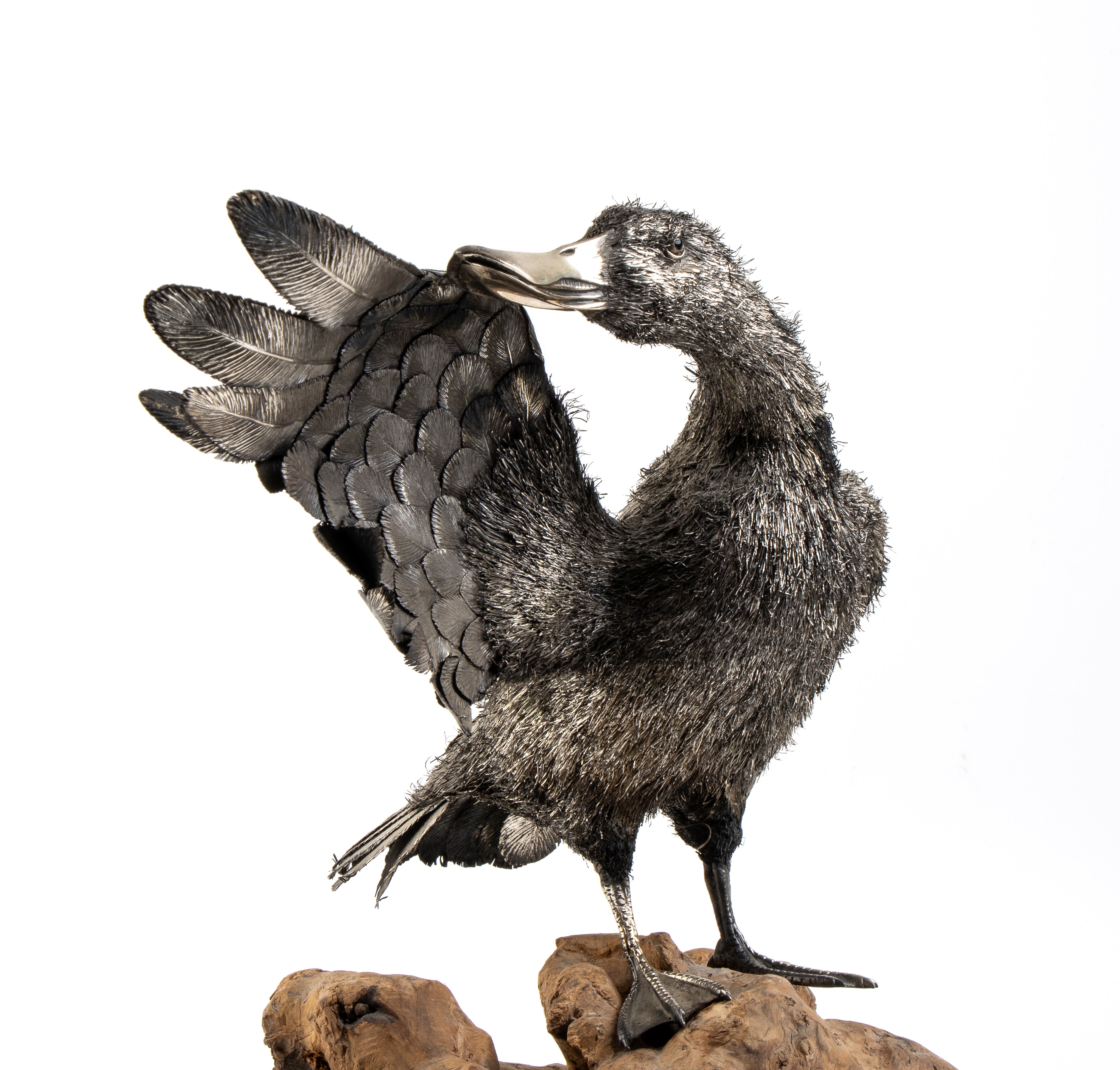 Anatra in argento, scultura decorativa, Europa XX secolo