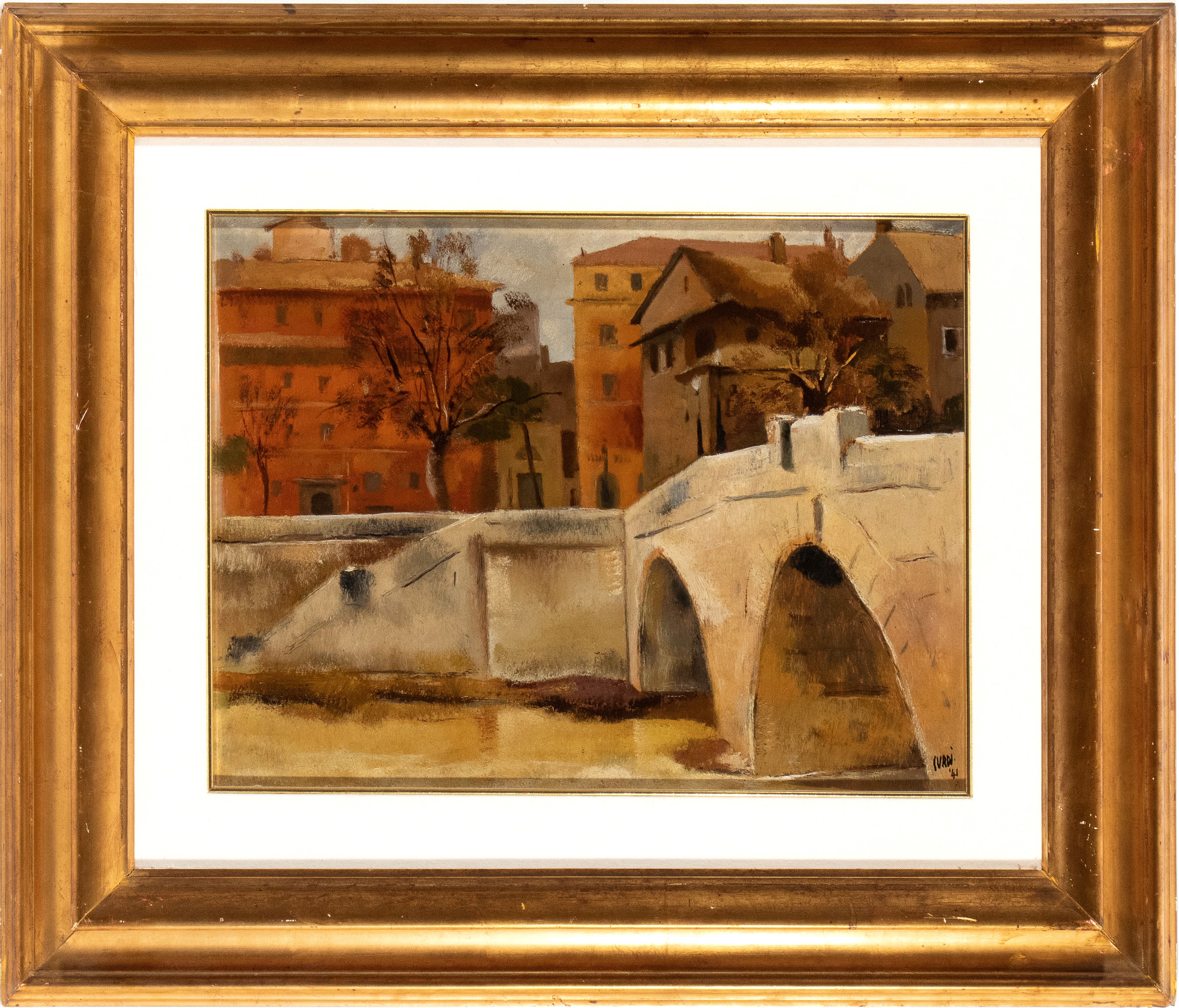 Luigi Surdi - Scorcio di Roma, olio su tavoletta