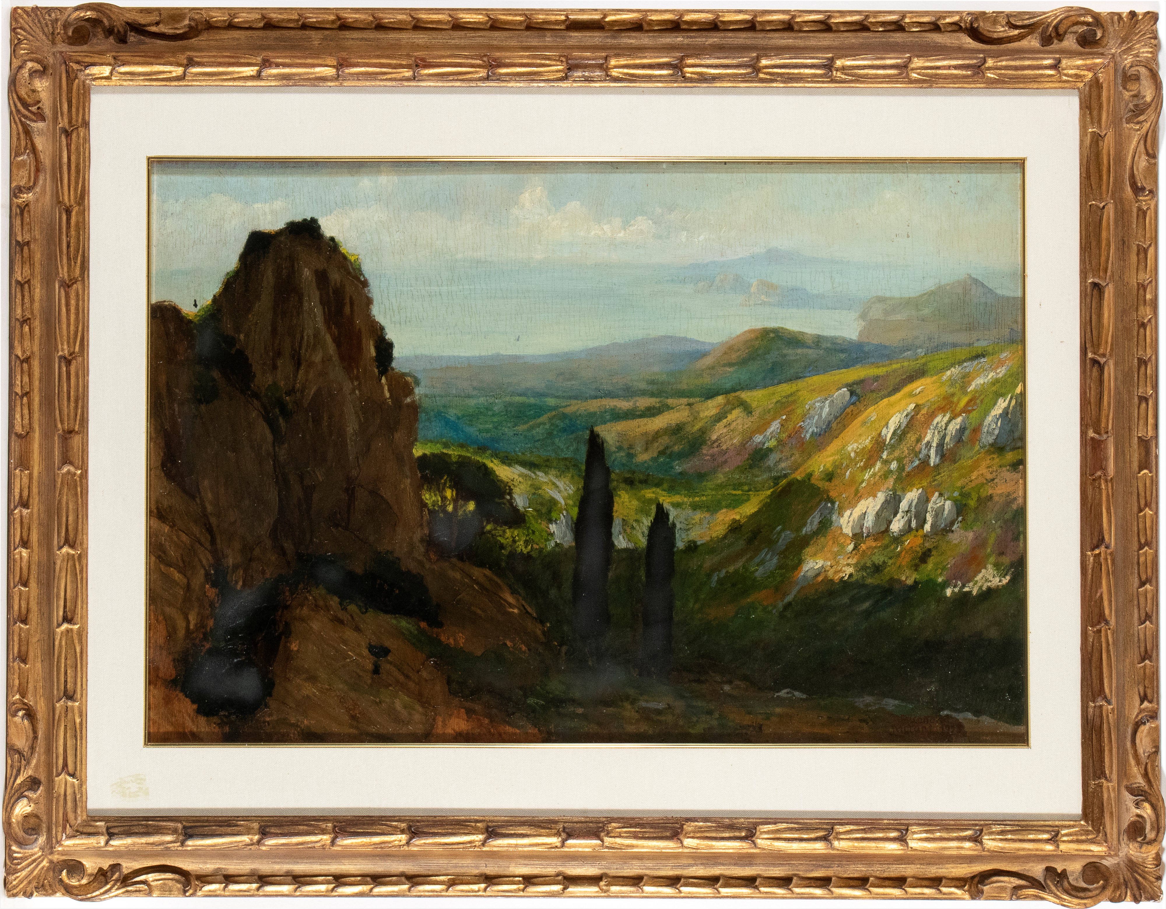 Alessandro Morani - Paesaggio alberato, olio su tavola