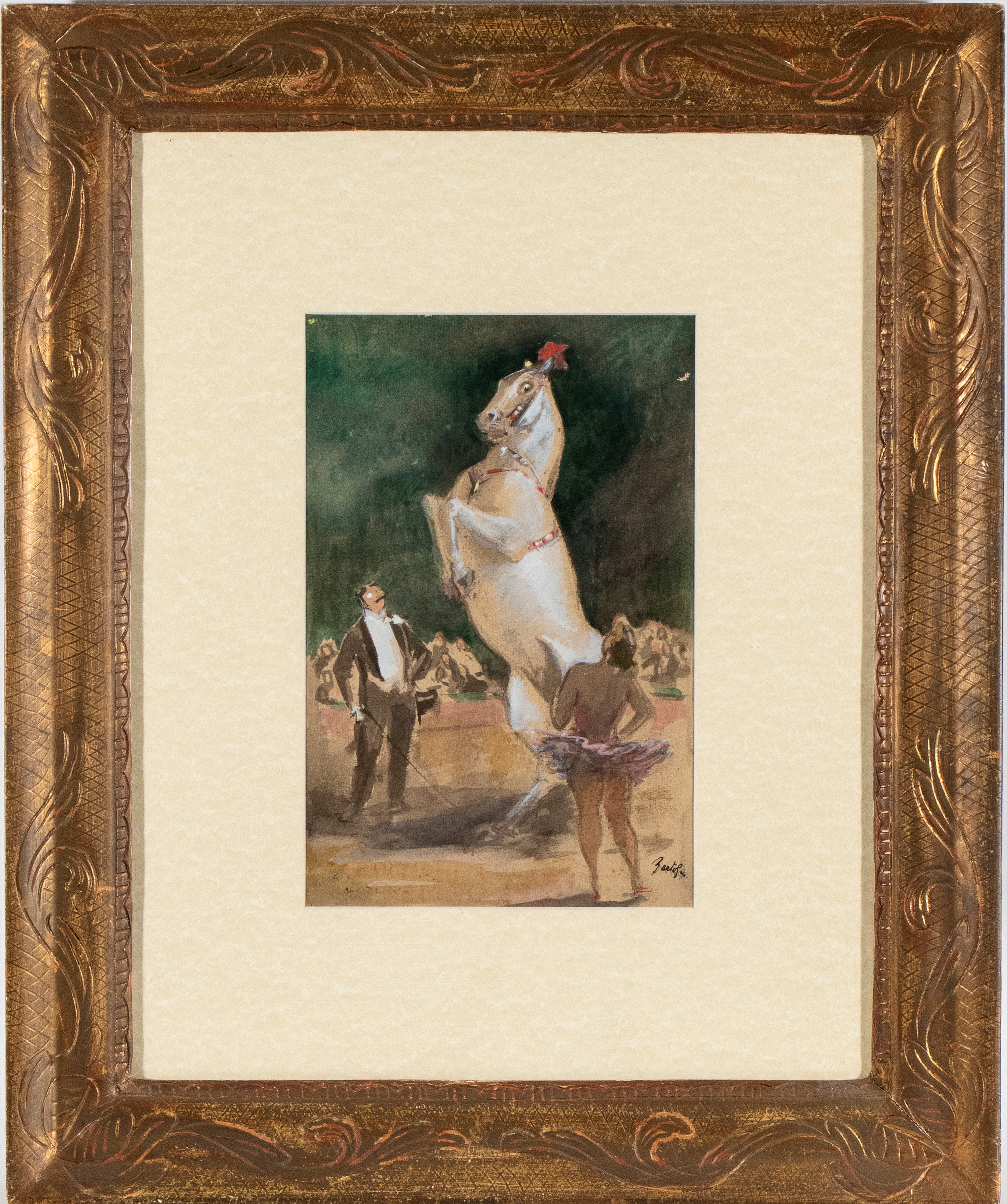Amerigo Bartoli Natinguerra - Studio per il dipinto "Circo equestre", tecnica mista su cartoncino