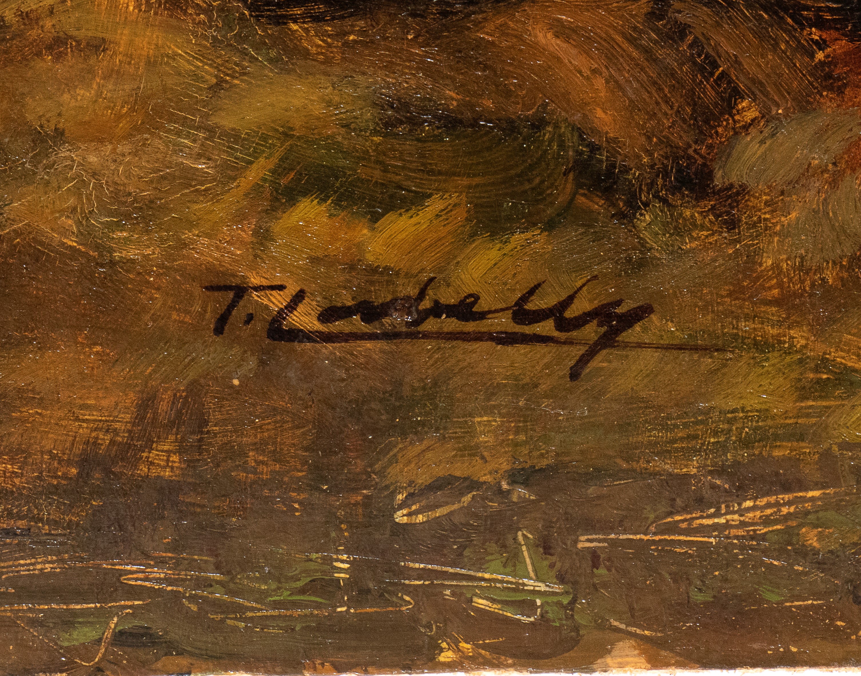 Tito Corbella - Paesaggio alberato, olio su tavola