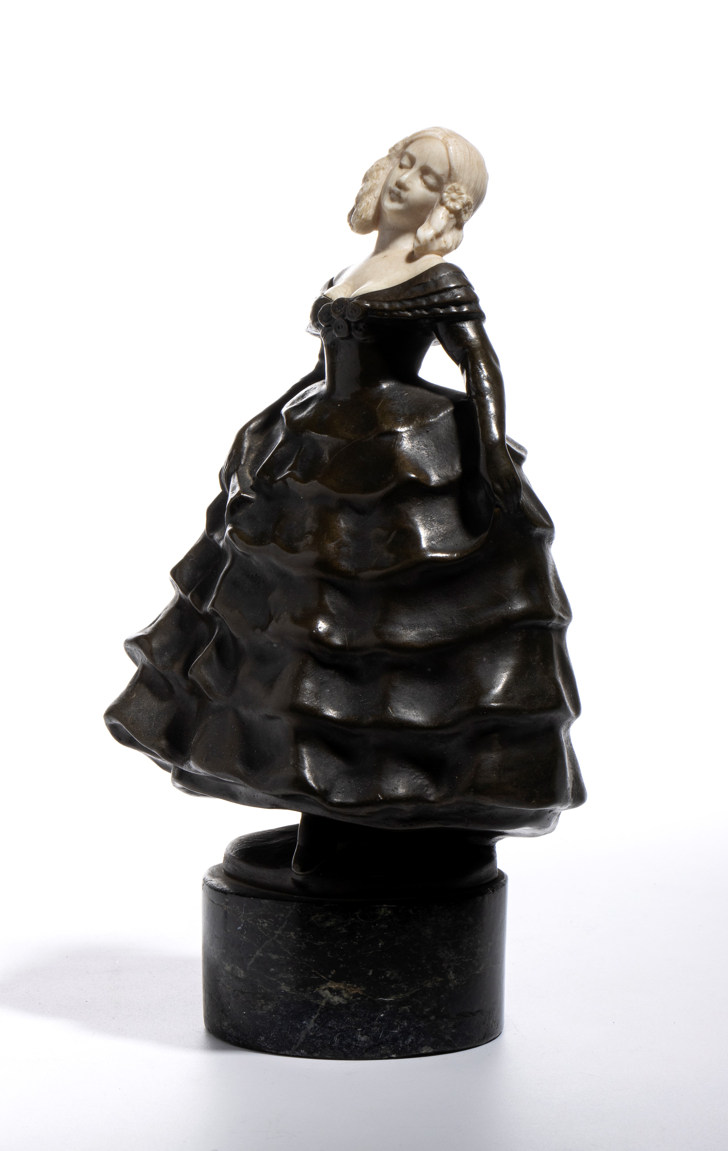 L. Lugerth - Arthur Rubinstein - Scultura in bronzo e avorio, figura femminile in stile Belle Épo...