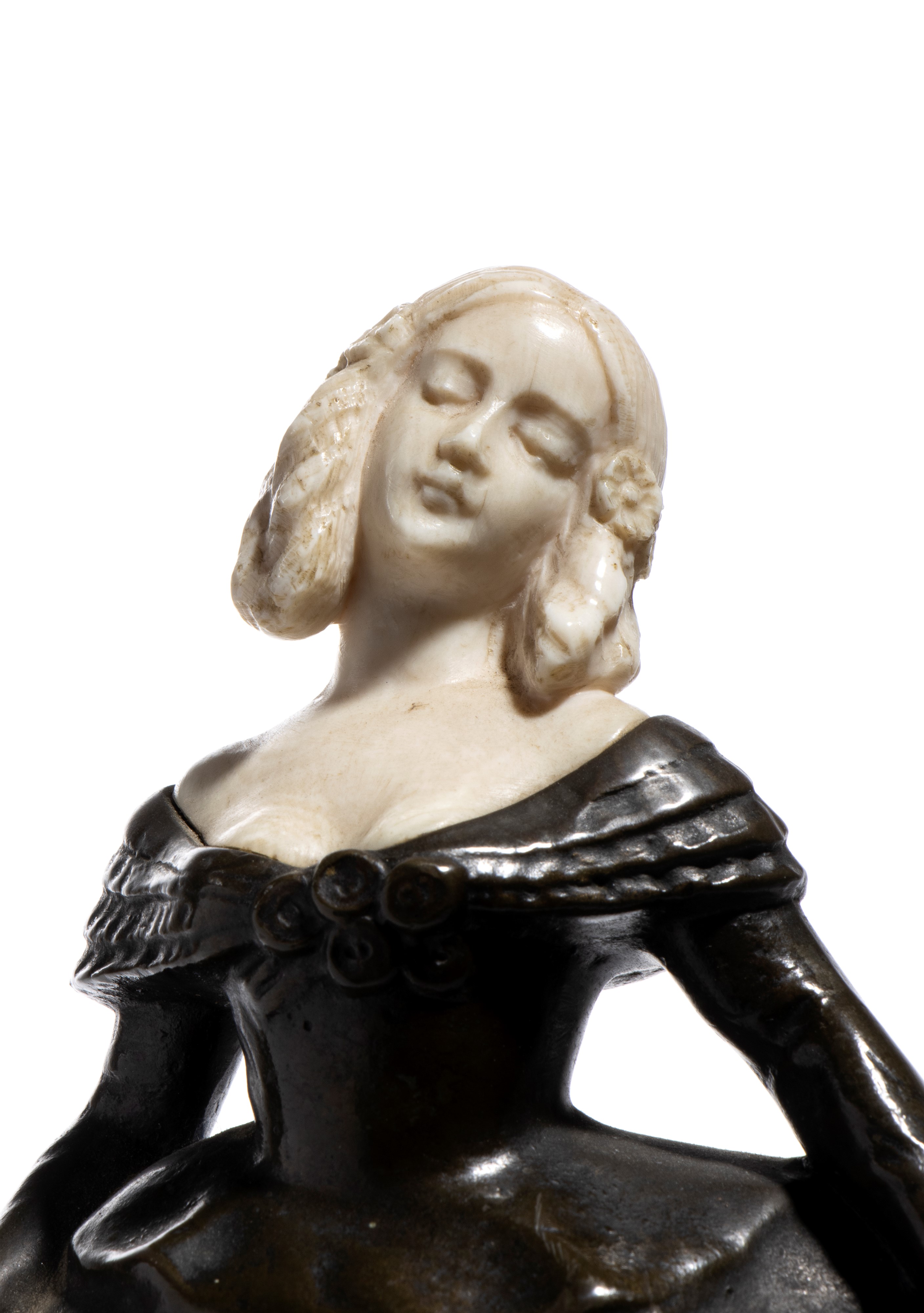 L. Lugerth - Arthur Rubinstein - Scultura in bronzo e avorio, figura femminile in stile Belle Épo...