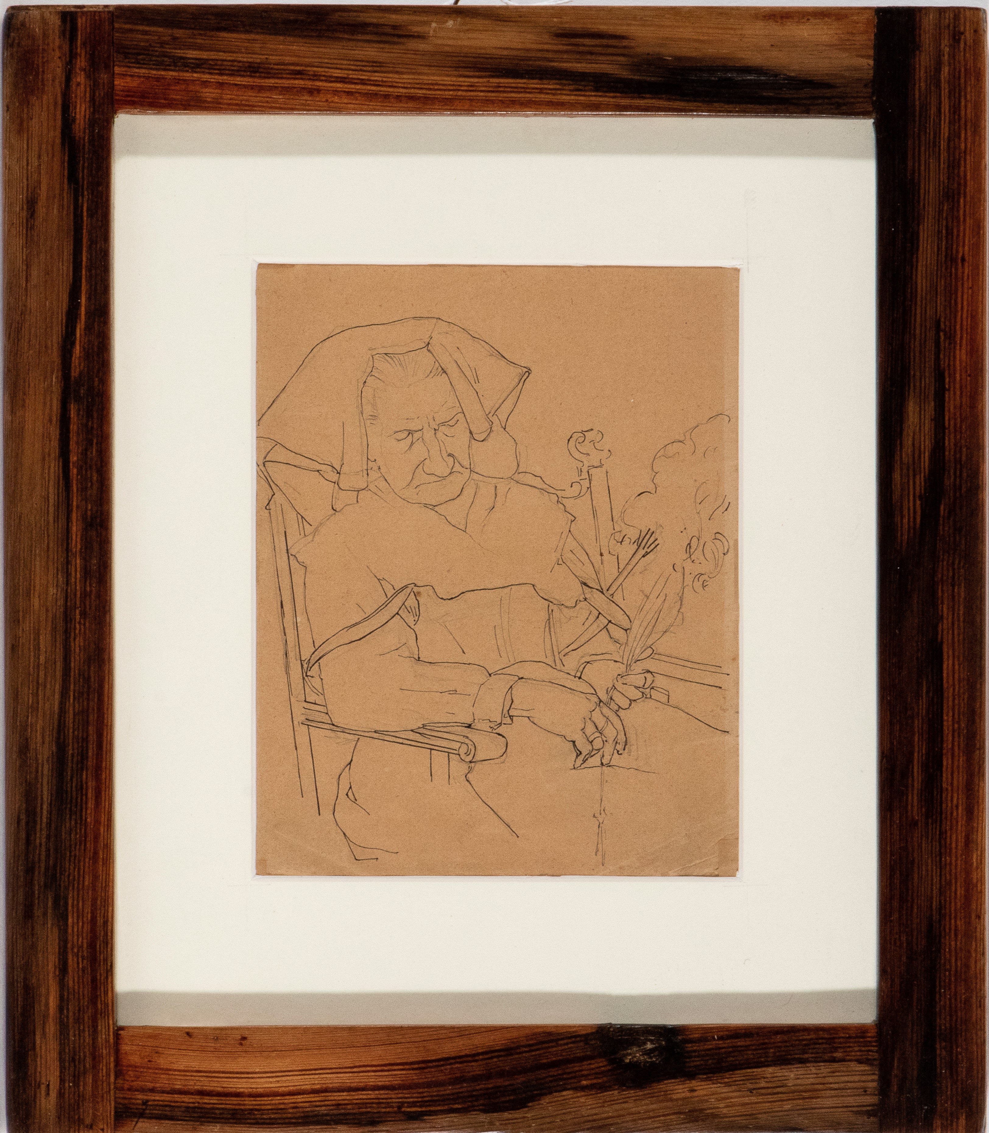 Rivista Grand Mondo, Filatrice in costume sardo, inchiostro e penna su carta, 1924