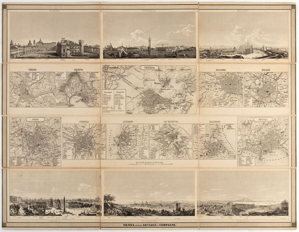 [Italia] Carta con 11 piani delle città capitali degli Stati Italiani