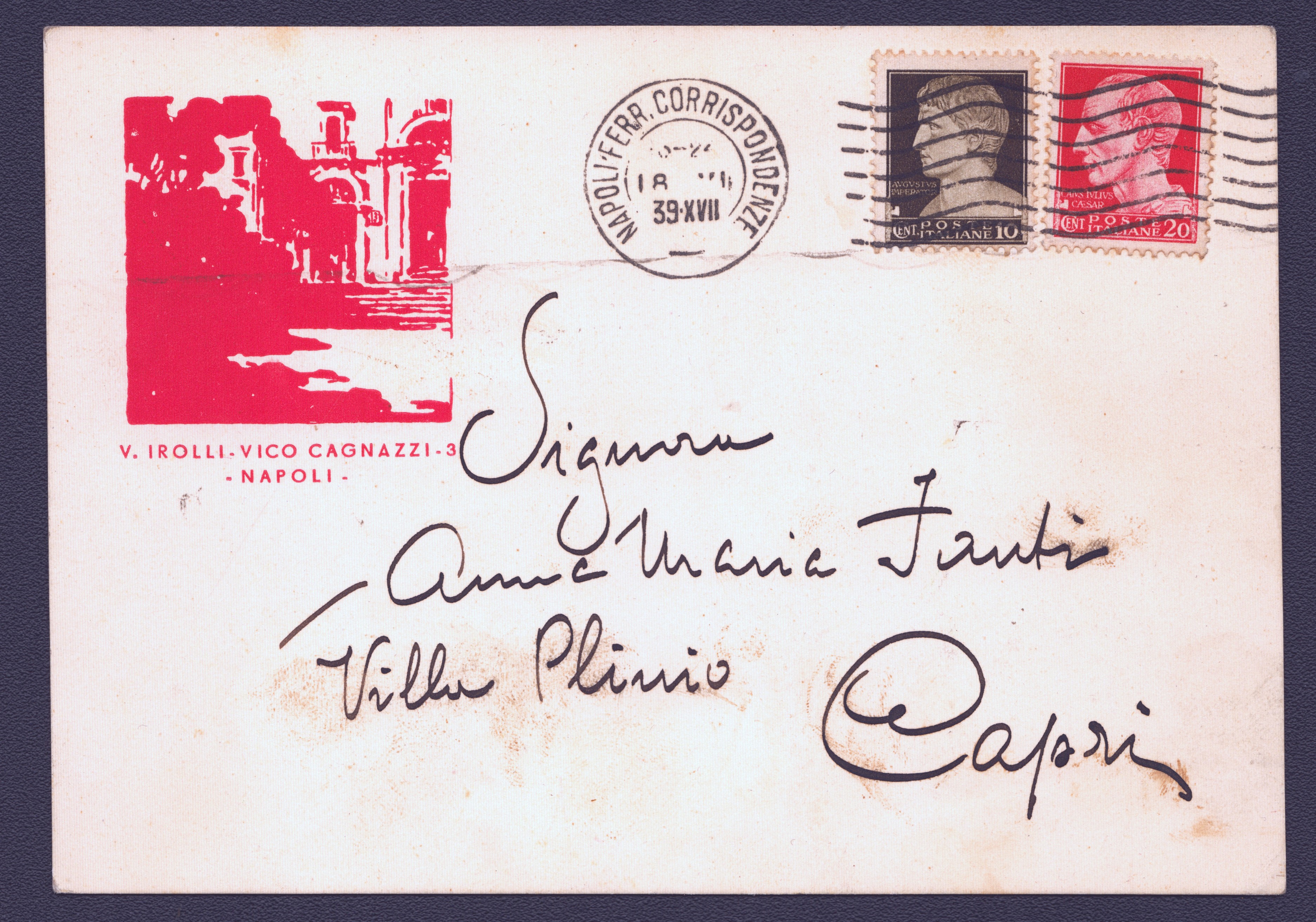 VINCENZO IROLLI Cartolina autografa firmata