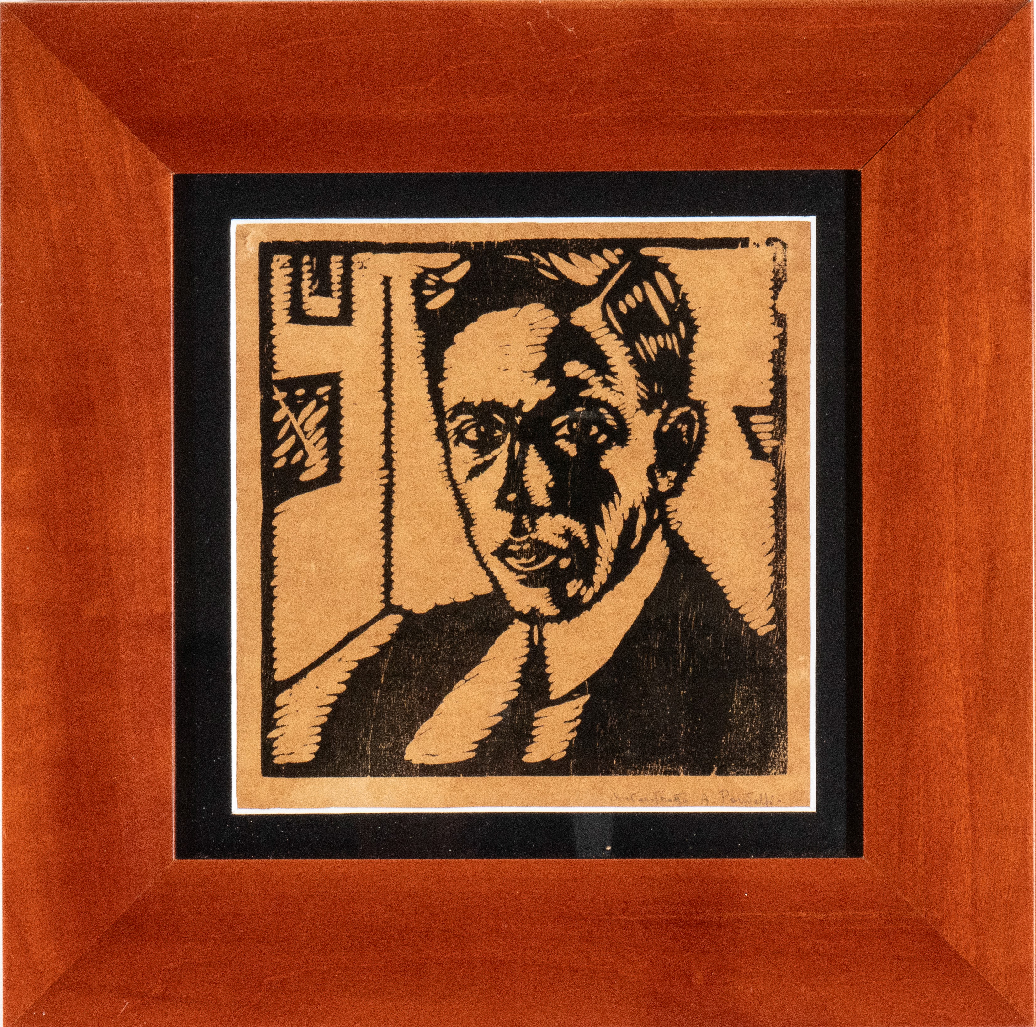 Alessandro Pandolfi - Autoritratto, xilografia