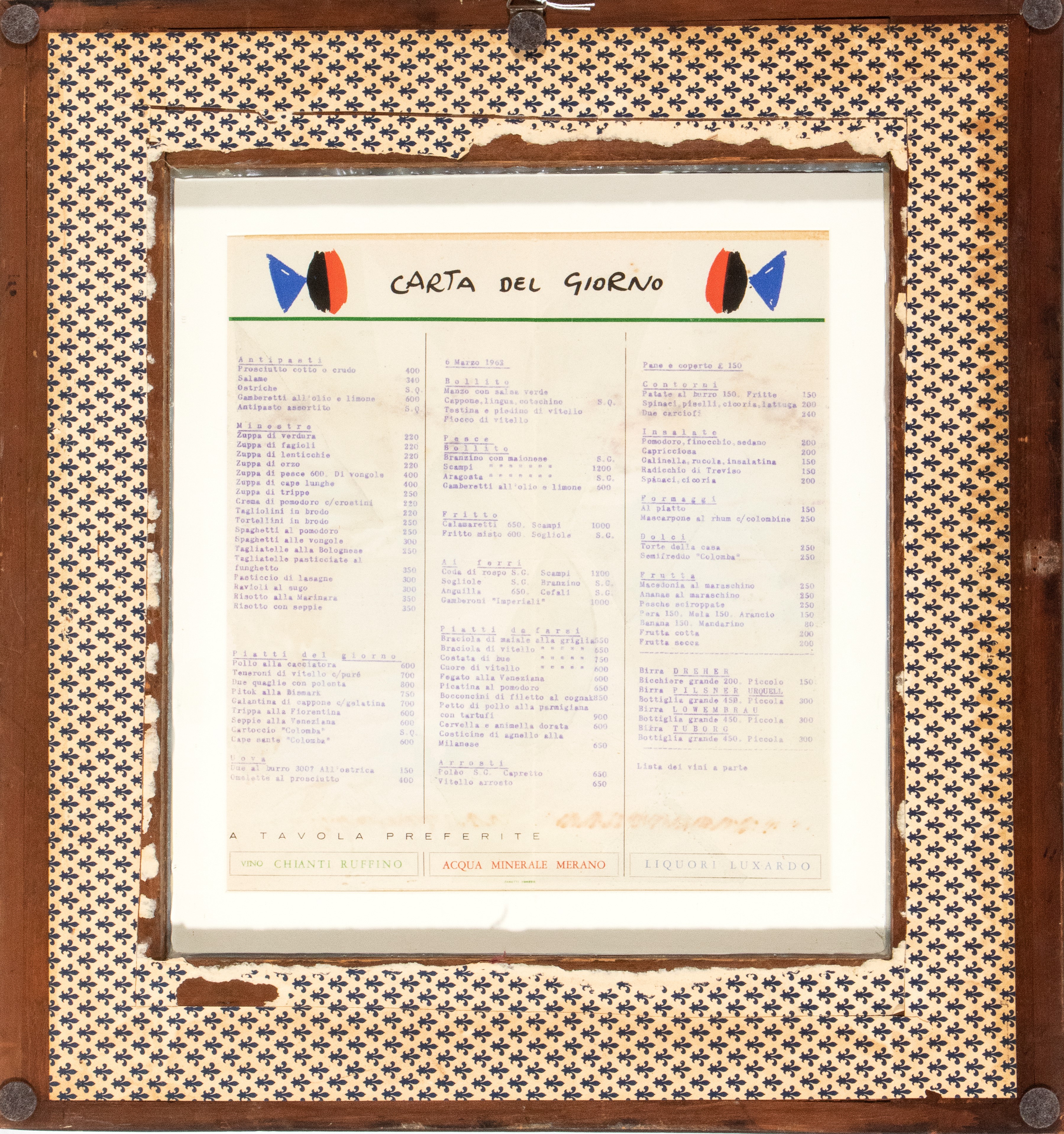 Menu Ristorante Alla Colomba Venezia