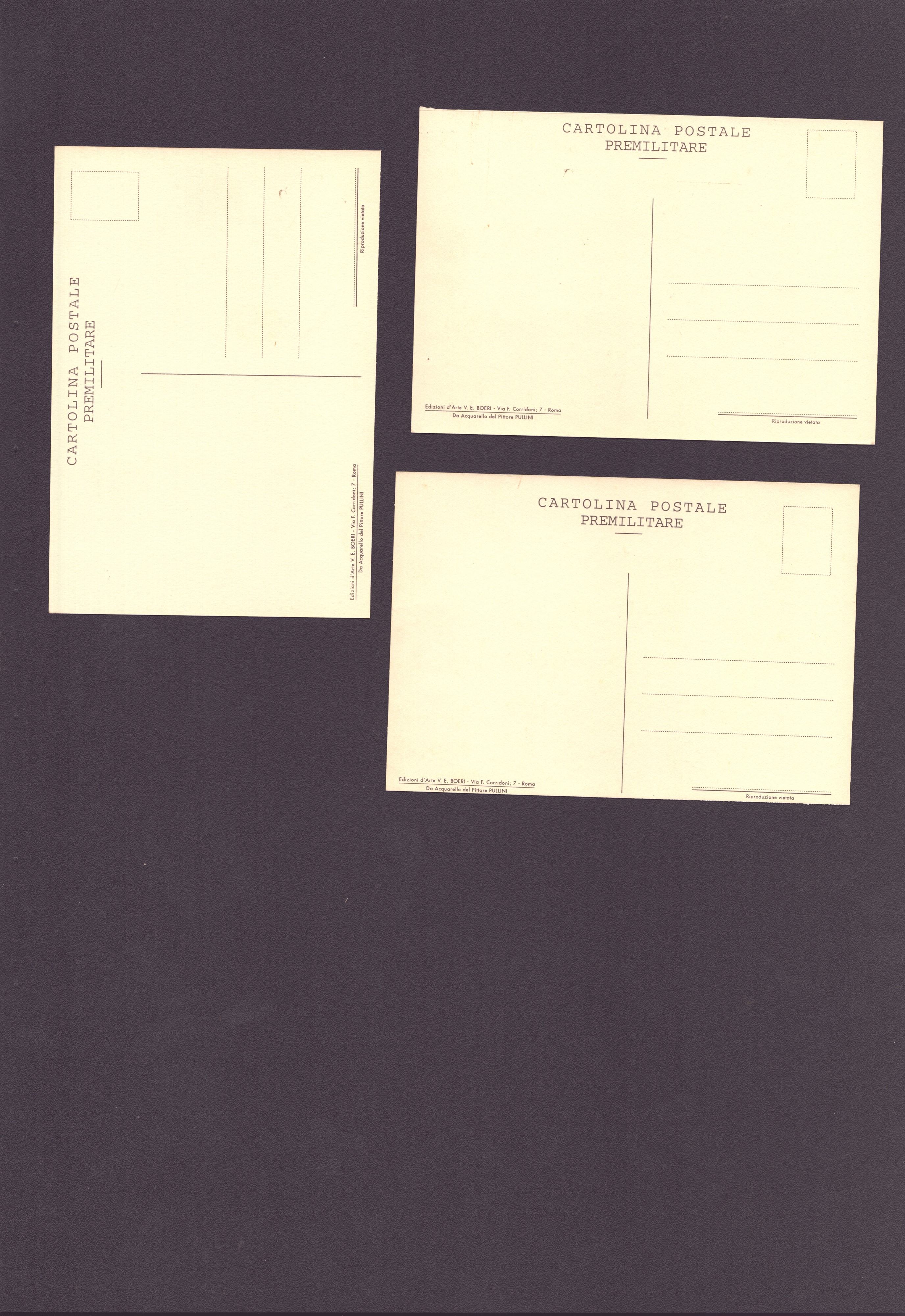 Pio Pullini - Lotto di tre cartoline postali futuriste