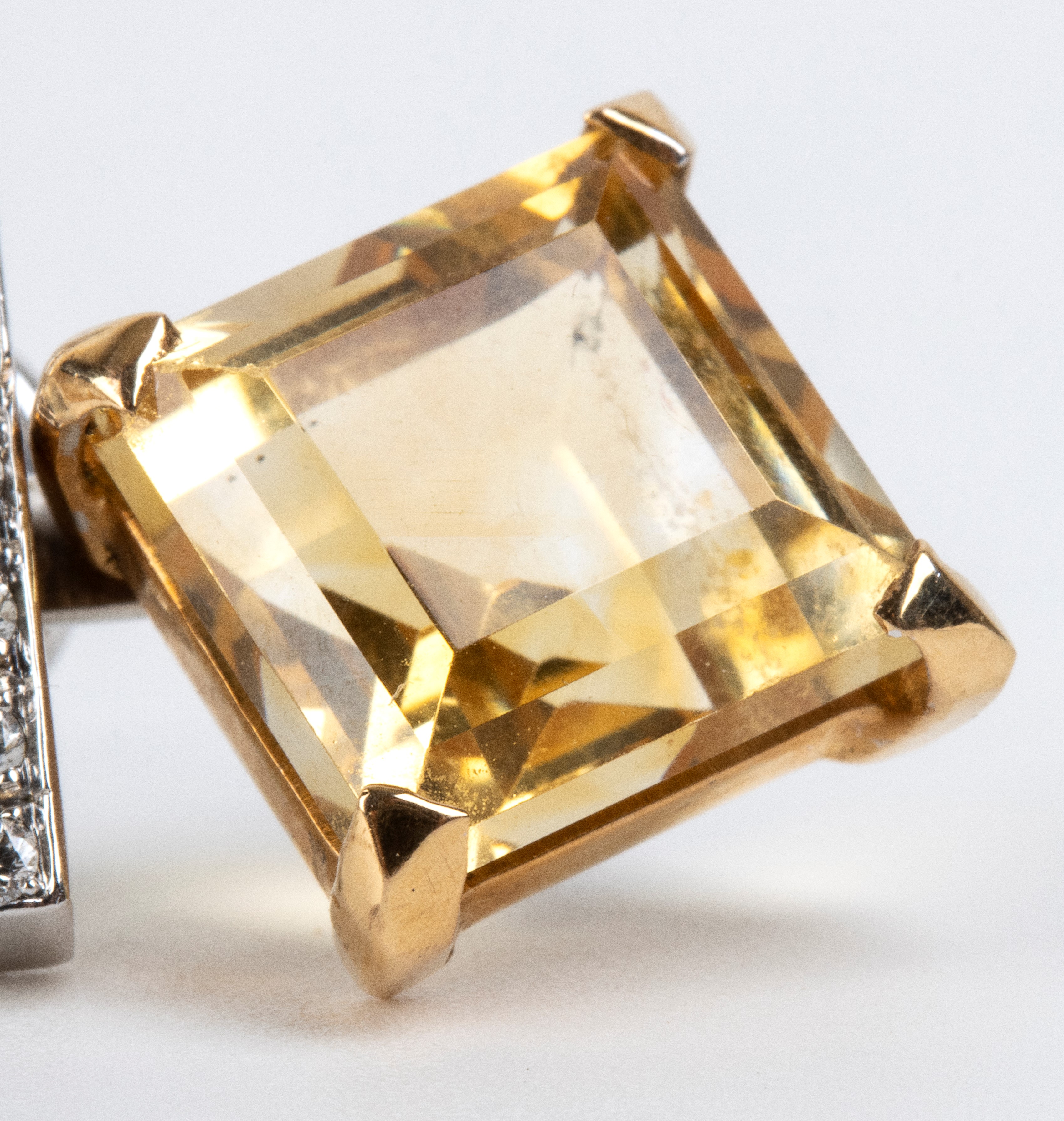 Orecchini pendenti, in oro bianco 18k con acquemarine, quarzi citrini e diamanti