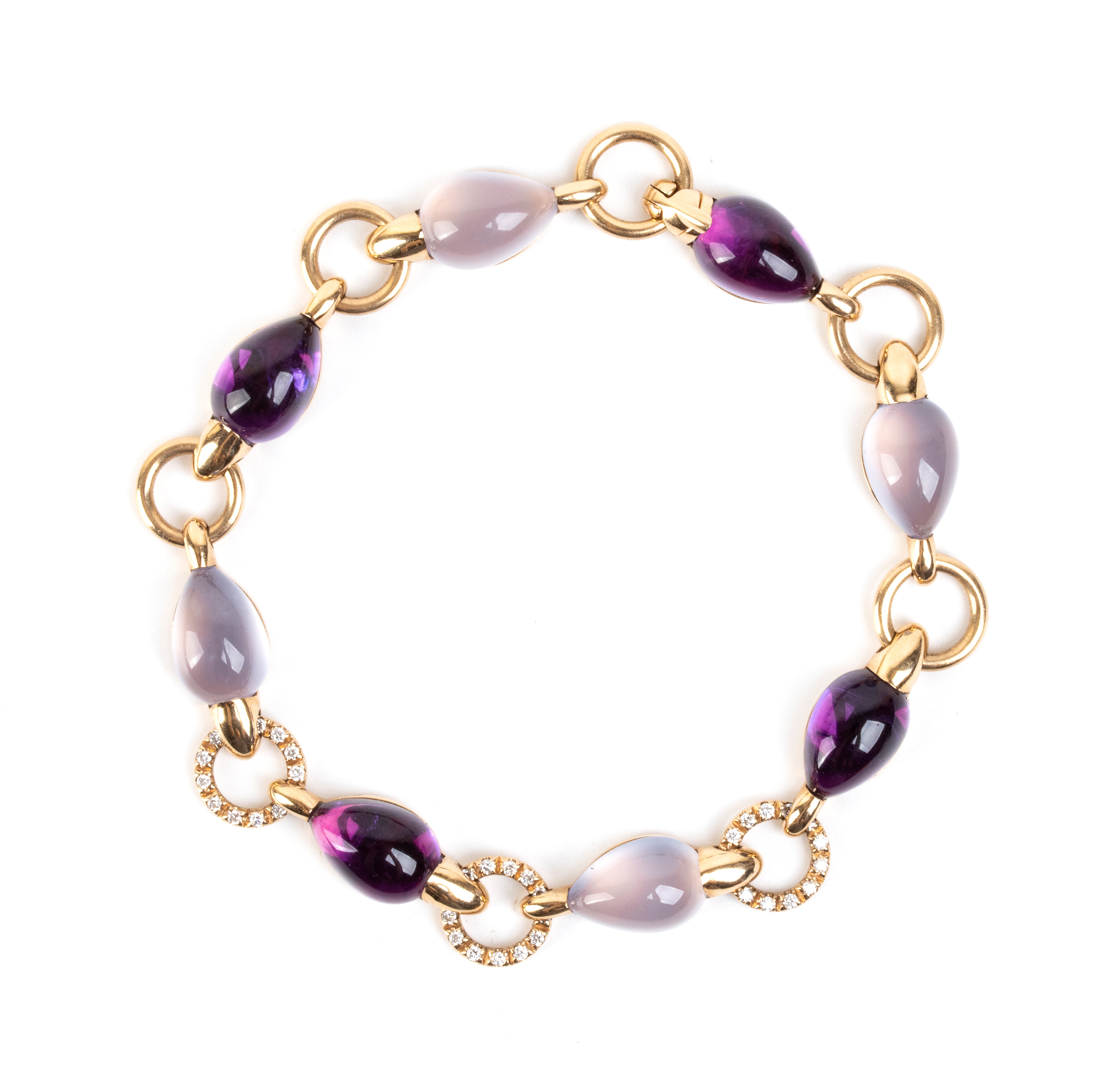 Mattioli - Bracciale in oro giallo 18k con diamanti, ametiste e calcedoni