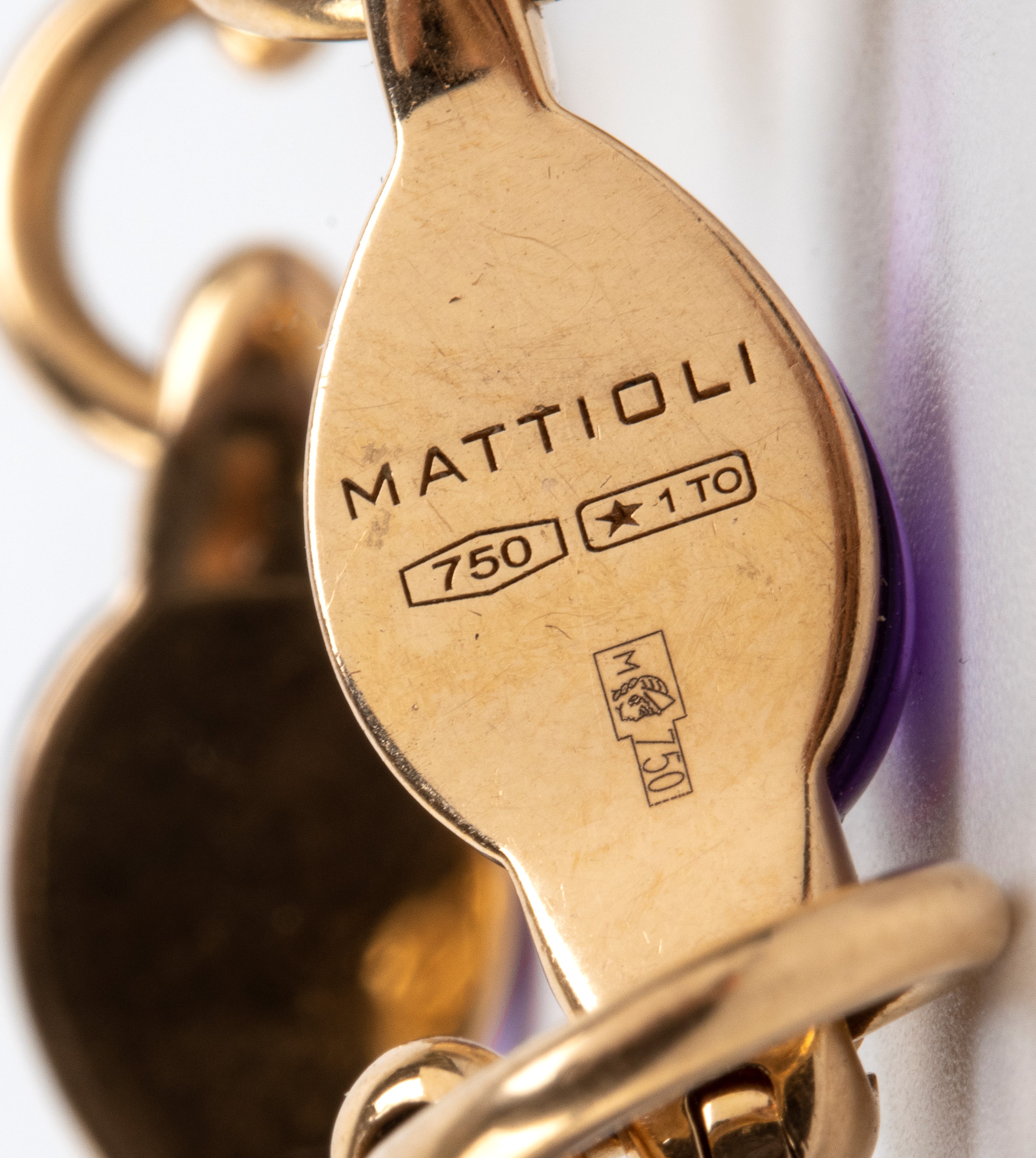 Mattioli - Bracciale in oro giallo 18k con diamanti, ametiste e calcedoni