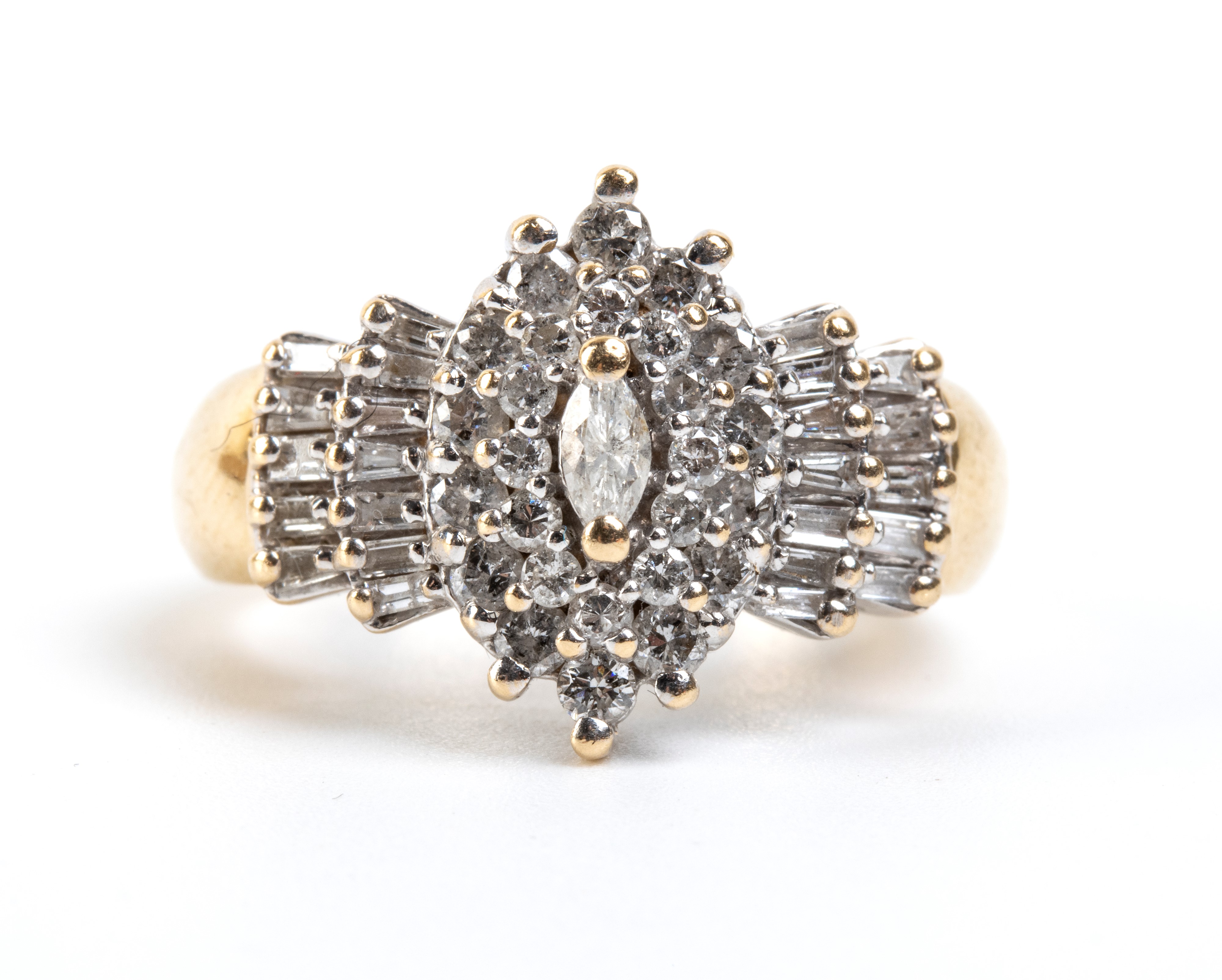 Anello in oro bianco e oro giallo 14k con diamanti (motivo a fiocco)