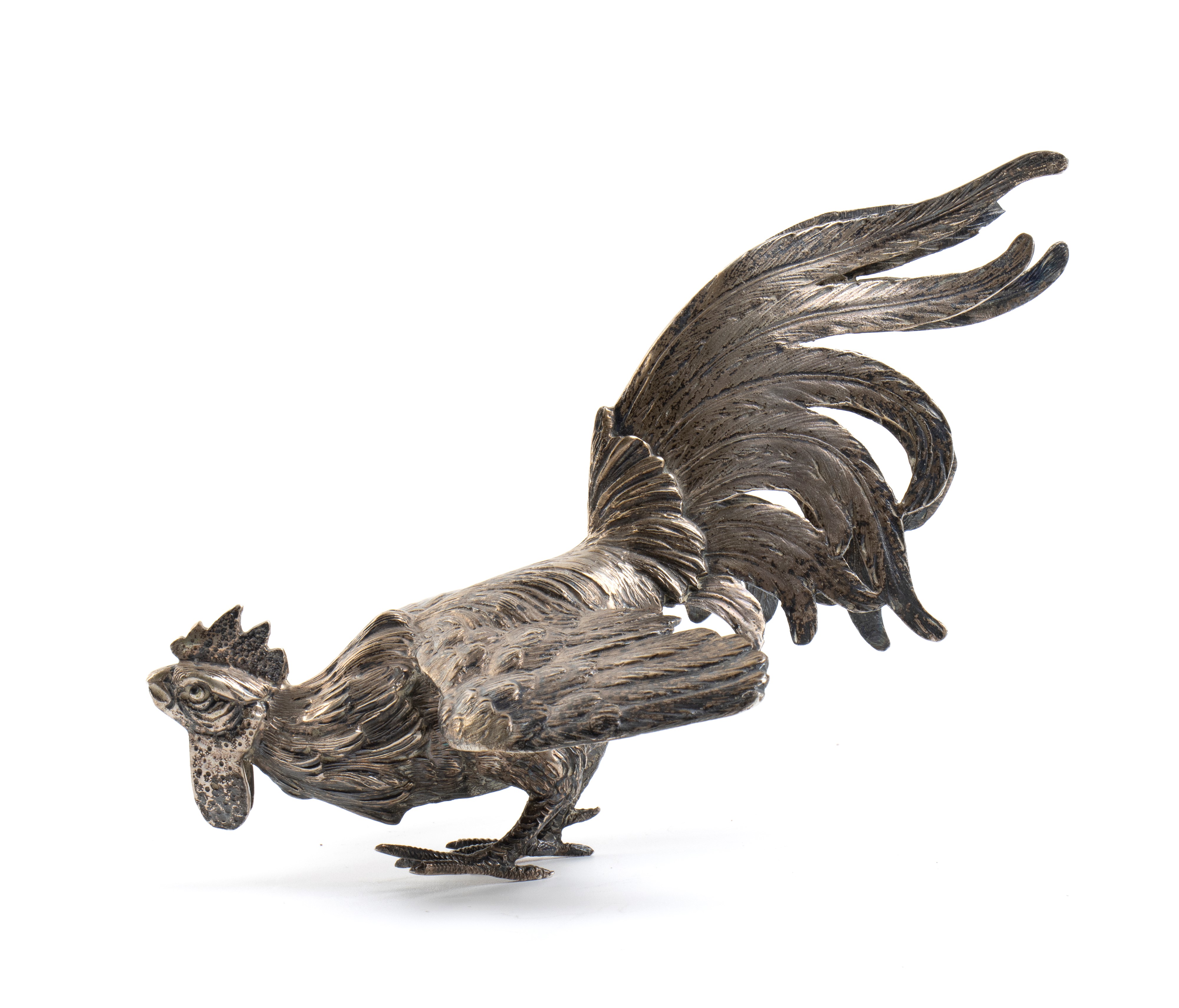 Gallo, fusione in argento (circa 800‰), Italia, XX secolo