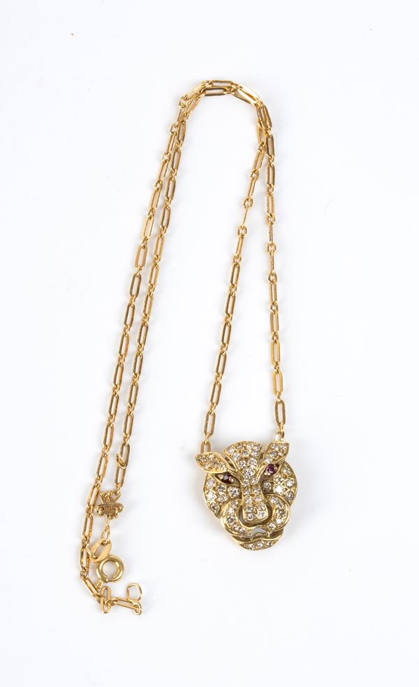 Girocollo in oro giallo e diamanti