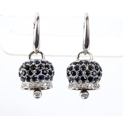 Orecchini in oro bianco 18k, zaffiri e diamanti