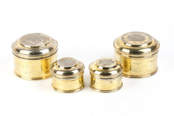 Quattro scatole italiane in argento