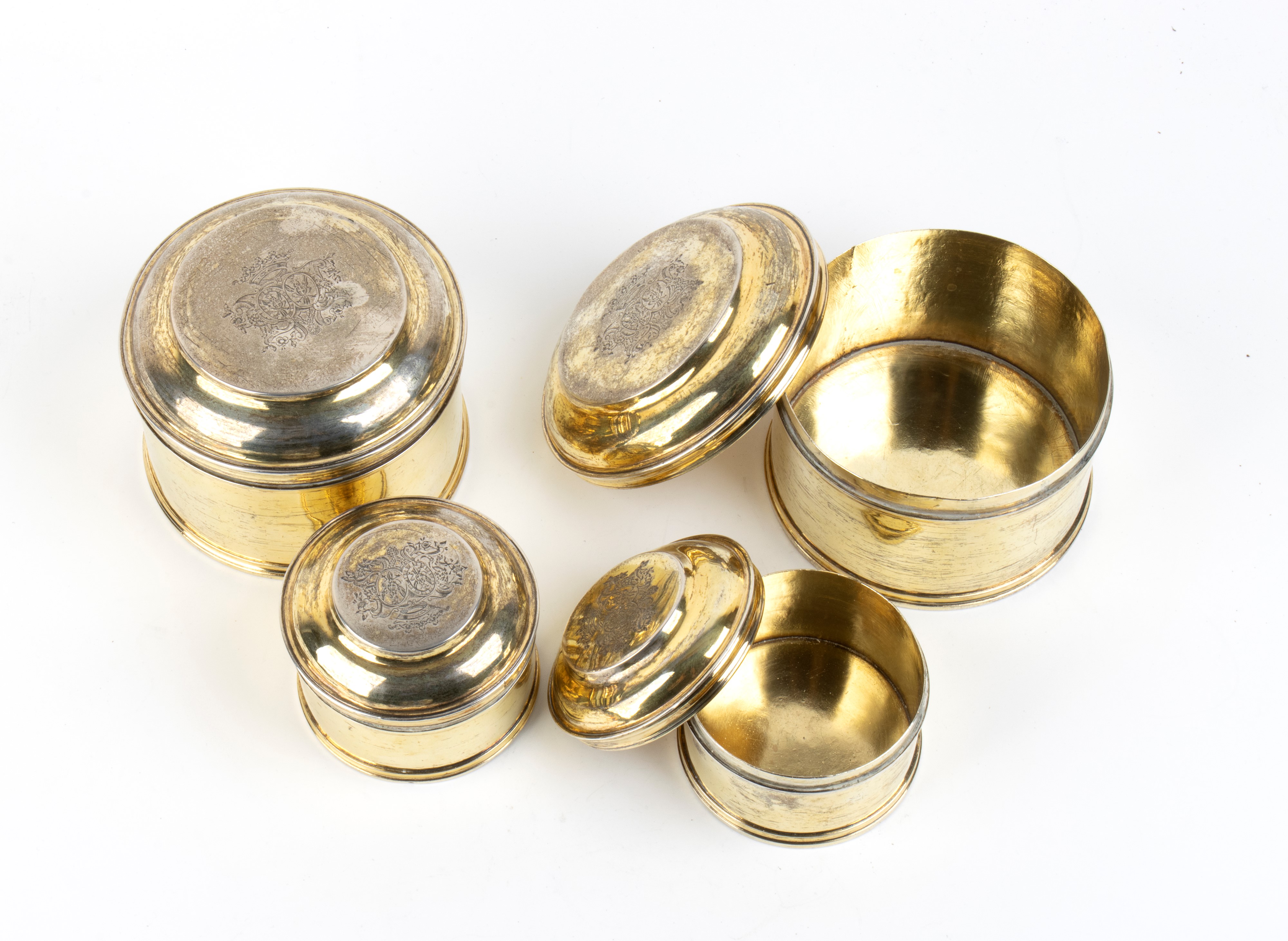 Quattro scatole italiane in argento