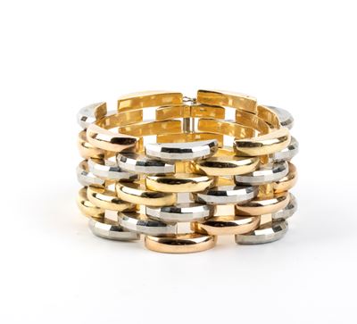 Oro 18k, Bracciale a maglie carrarmato (tank) in tre colori
