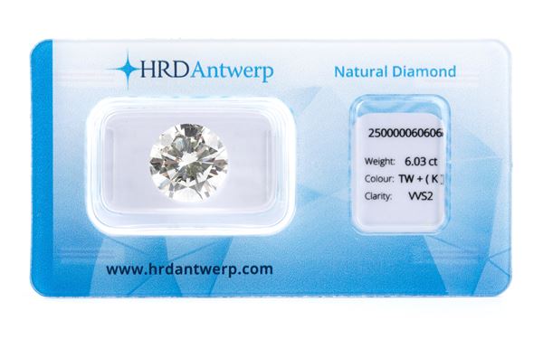 Diamante 6.03 ct, certificato in blister HRD