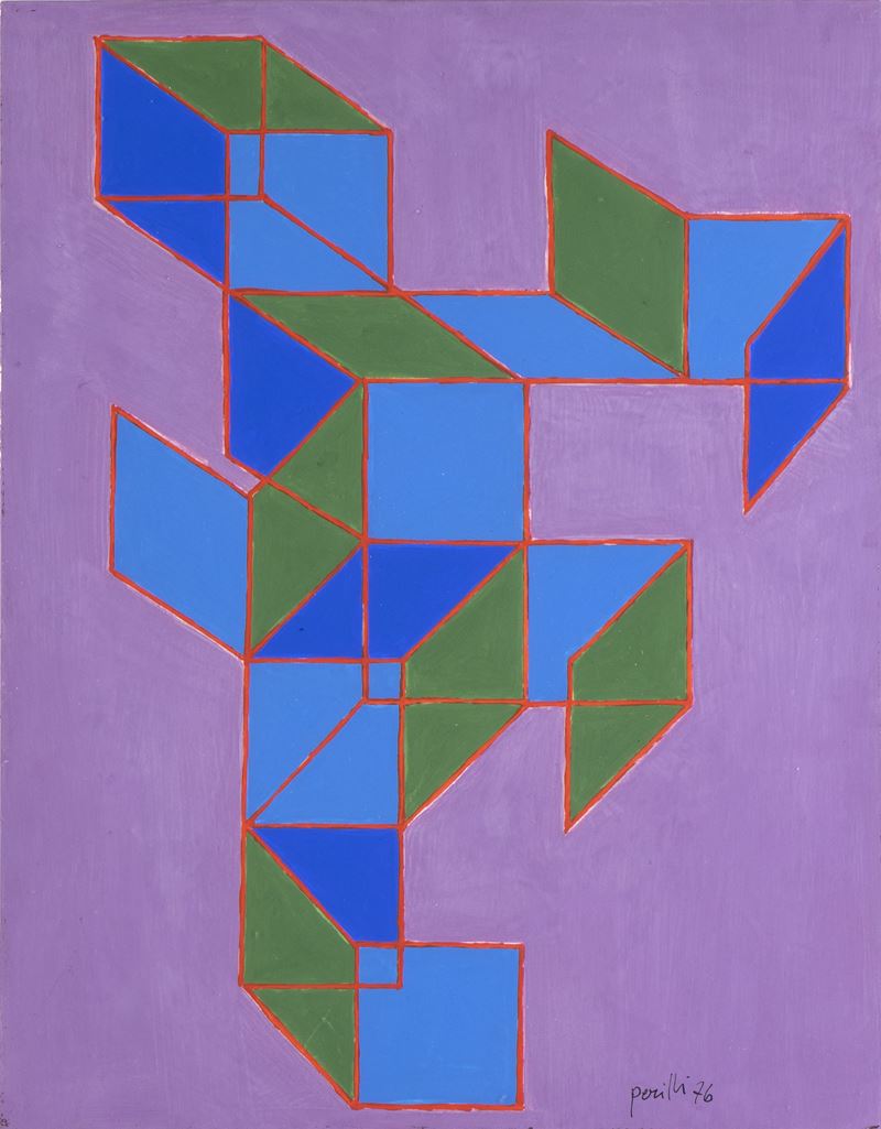 Achille Perilli - Senza titolo, tempera su cartoncino
