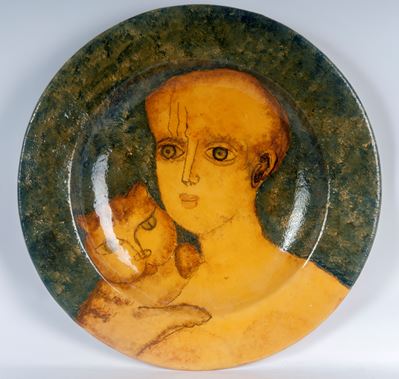 Piatto da Pompa in Ceramica Policroma